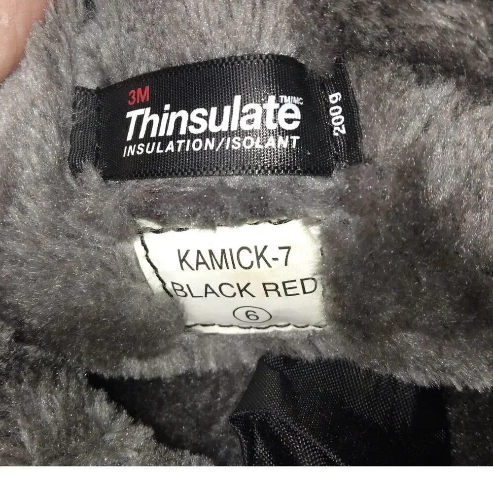 Dream Pair Womens Pre-owned Blk. & Red Waterproof Thinsulated Winter Boots-sz. 6